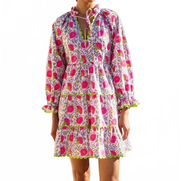NEW PINK CITY PRINTS luna mini dress in neon camelia - Picture 3 of 5